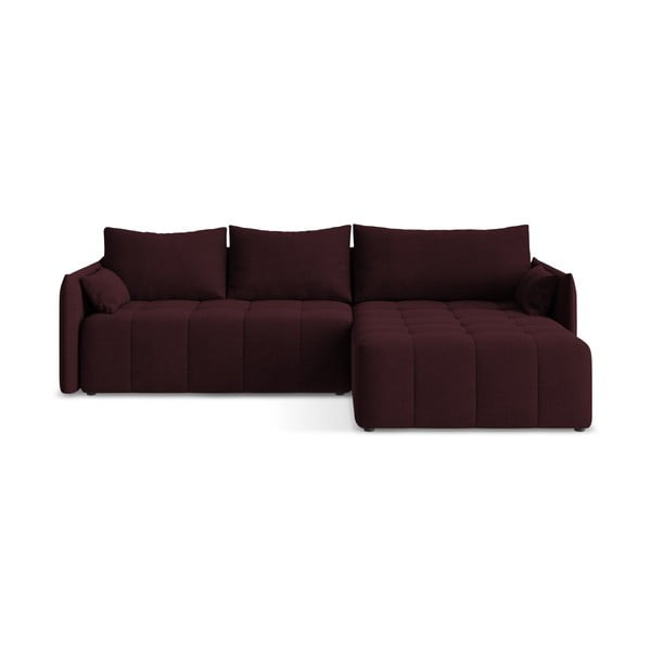 Divano angolare burgundy allungabile/con contenitore (con penisola a destra/con chaise lounge) Moku – Makamii