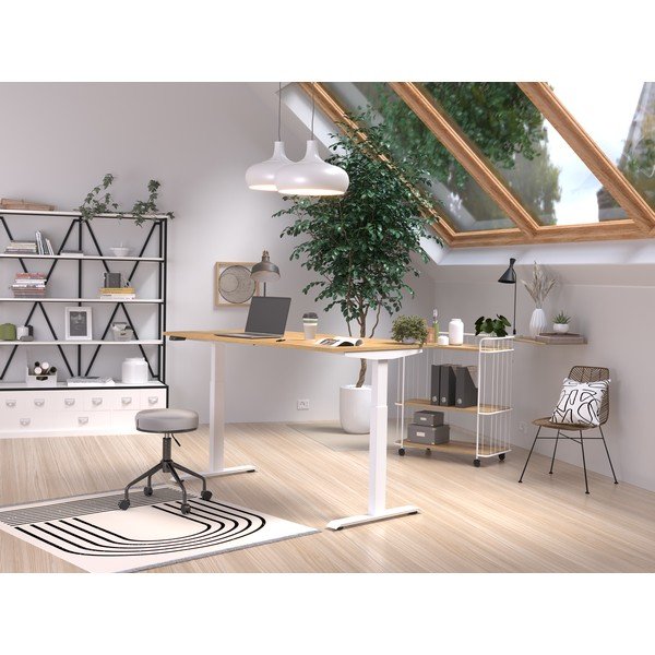Tavolo da lavoro ad altezza regolabile elettricamente con piano in rovere 80x160 cm Jet - Germania-image-1