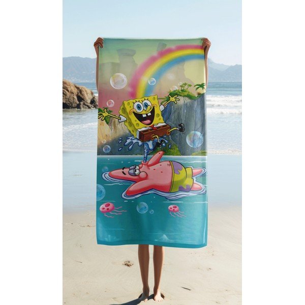 Asciugamano per bambini in cotone 70x140 cm Sponge Bob "Tropical Duo" – Jerry Fabrics-image-1