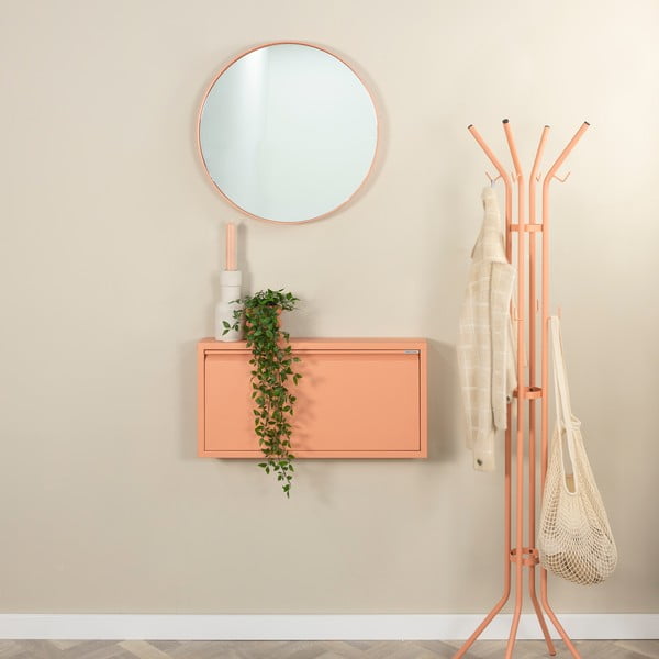 Scarpiera color salmone in metallo con ante ribaltabili 75x37,5x12,5 cm Billy – Spinder Design-image-1