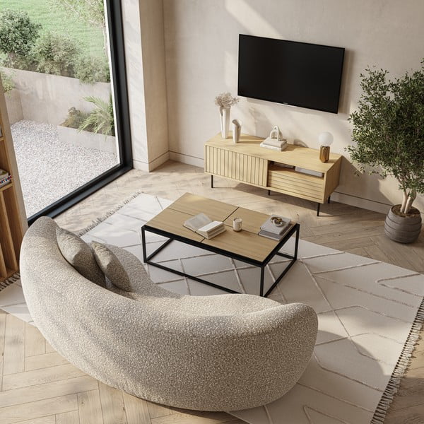 Tavolino con piano in rovere nero e naturale 75x120 cm Douro - TemaHome-image-1