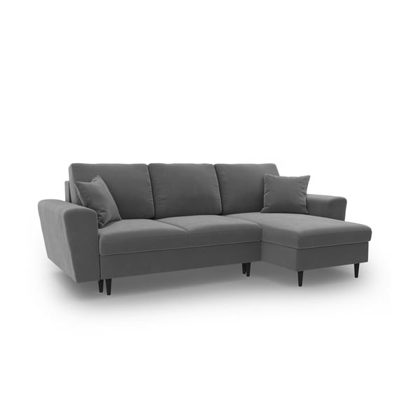 Divano angolare grigio chiaro allungabile e con contenitore con rivestimento in velluto Kyoto – Cosmopolitan Design-image-1