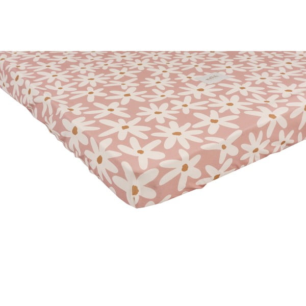 Lenzuolo per culla in cotone elasticizzato 60x120 cm Blush Daisies - Malomi Kids