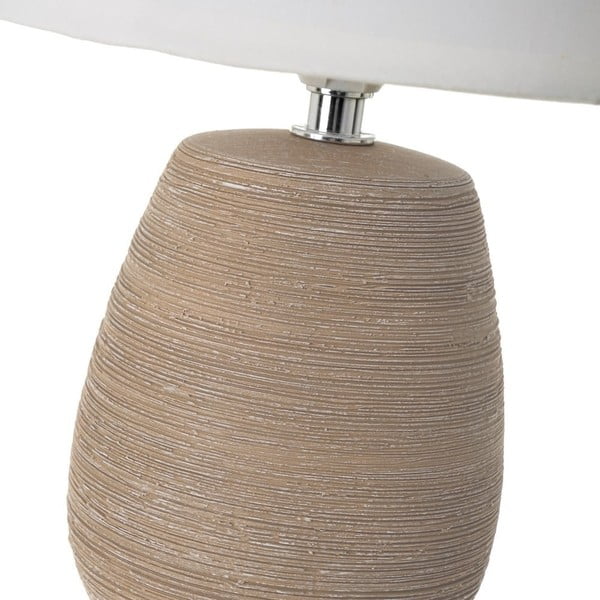 Lampada da tavolo in ceramica marrone con paralume in tessuto (altezza 27,5 cm) - Casa Selección-image-3