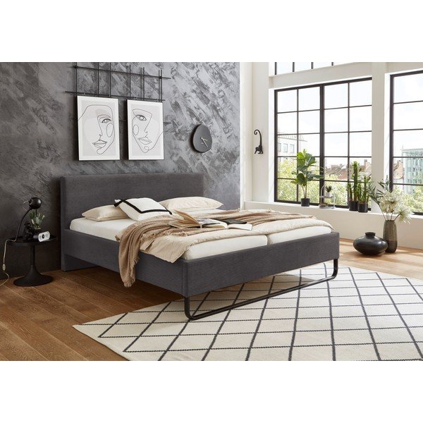 Letto matrimoniale imbottito grigio rete non inclusa 180x200 cm Swing – Meise Möbel-image-1