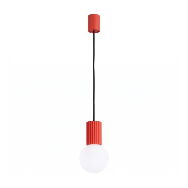 Lampadario rosso in vetro opale ø 12 cm Orbital – Sollux