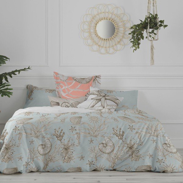 Copripiumino in cotone per letto singolo color menta e marrone 140x200 cm Coral Reef - Happy Friday-image-4