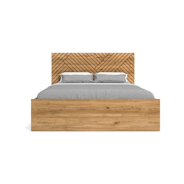 Letto matrimoniale in legno di quercia di colore naturale 160x200 cm Zebra - Marckeric-image-4