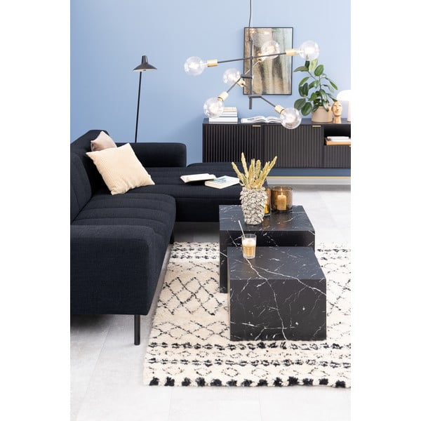 Set di tavolini neri effetto marmo 2 pz 58x58 cm Dice - Actona-image-2