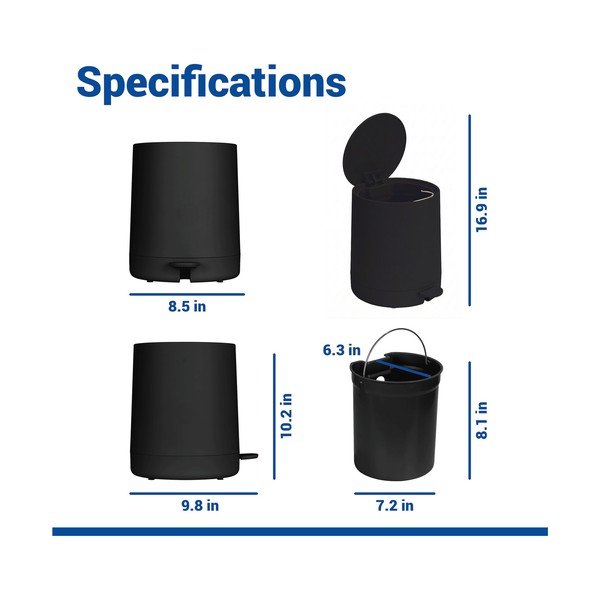 Cestino per la spazzatura nero in plastica con pedale 5 l Fablo – Wenko-image-4