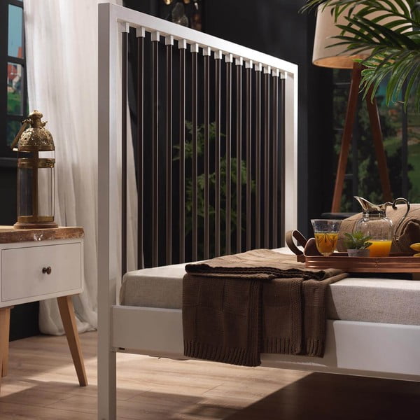 Letto matrimoniale in metallo bianco con griglia 180x200 cm Breeze - Kalune Design-image-1