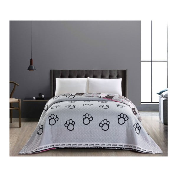Copriletto reversibile in microfibra grigia Cat Invasion, 200 x 220 cm Cats Invasion - DecoKing-image-1