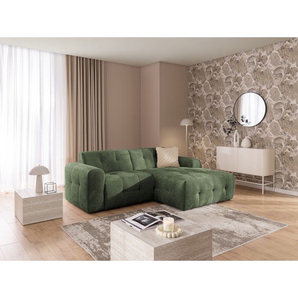 Divano angolare verde (con penisola a destra/con chaise lounge) Melva – Ropez-image-4