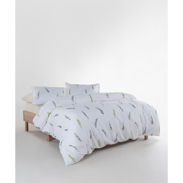 Set copripiumino e federa bianco/verde in raso di cotone per letto matrimoniale ed esteso 240x220 cm Marseille Floral – Mila Home Luxury-image-2