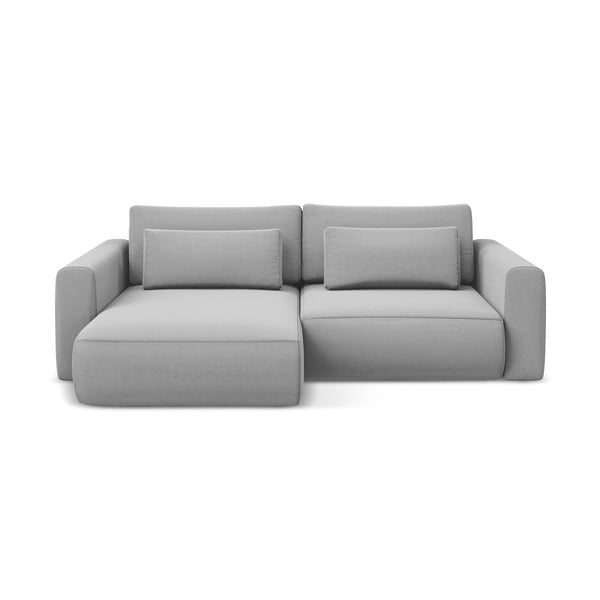 Divano angolare grigio chiaro allungabile/con contenitore (con penisola a sinistra/con chaise lounge) con rivestimento in velluto Kapua – Makamii