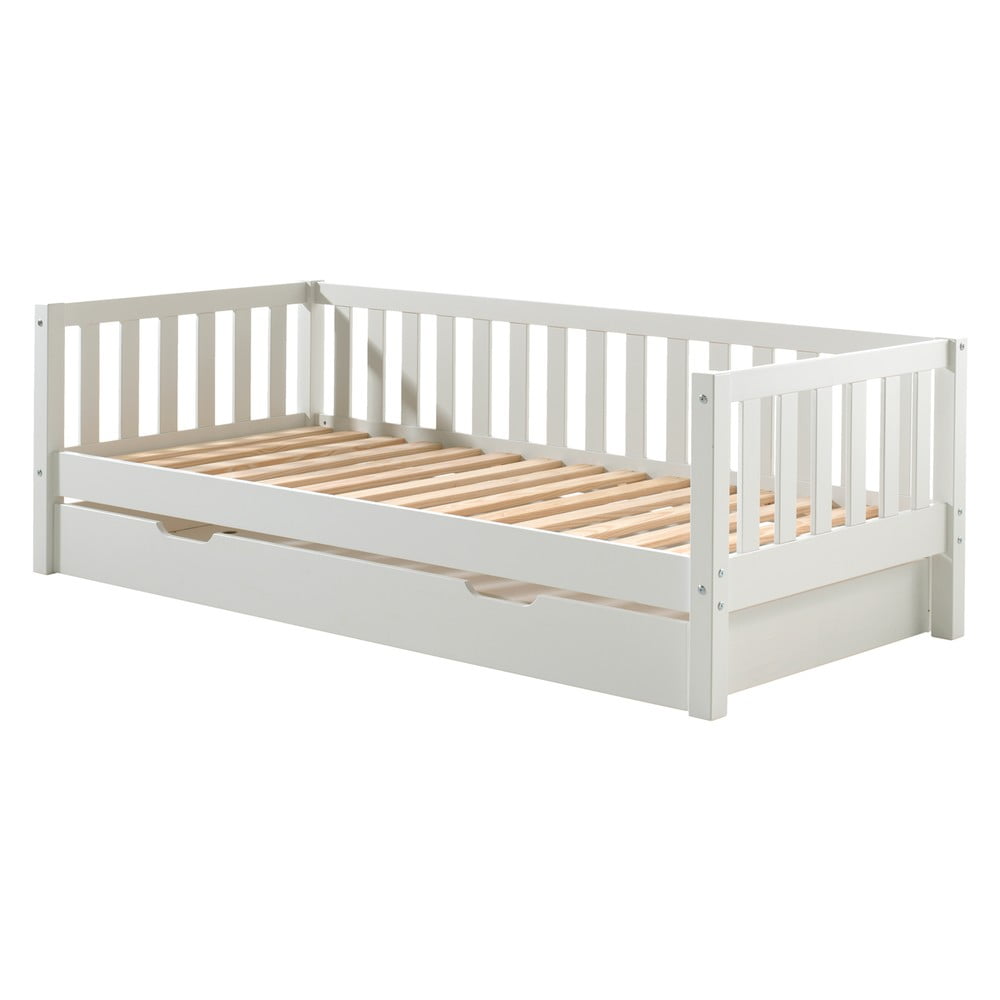 Letto da bambini estraibile bianco in pino massiccio con rete inclusa 90x200 cm Fritz – Vipack | Letti per bambini