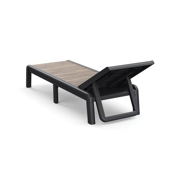 Sdraio da giardino reclinabile/pieghevole in plastica marrone scuro Deco Porto - Keter-image-2