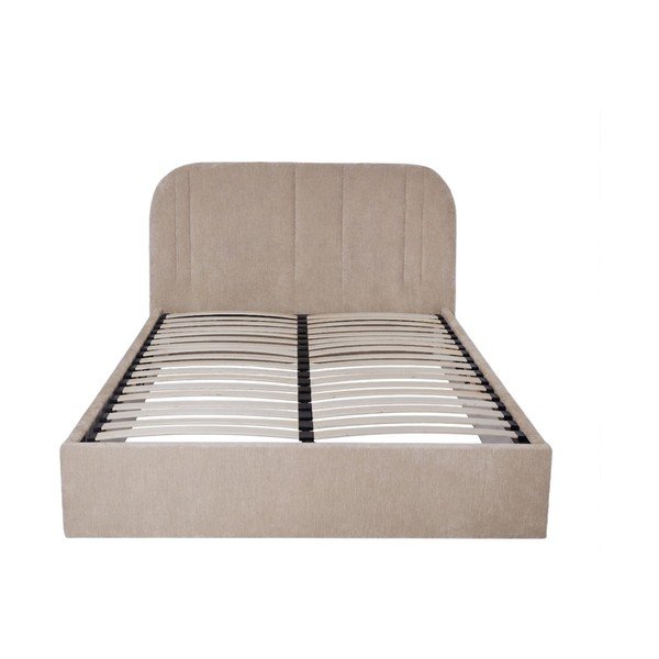 Letto matrimoniale imbottito beige con contenitore con rete inclusa 160x200 cm Sidney – Bobochic Paris-image-3