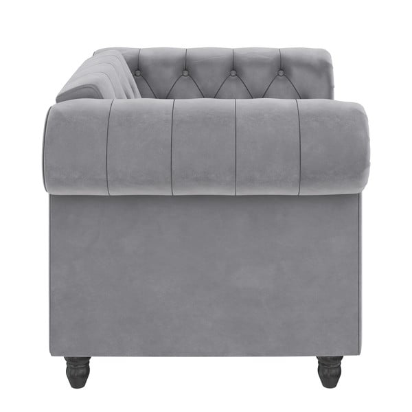 Poltrona chesterfield grigio chiaro in velluto Felix - Støraa-image-3
