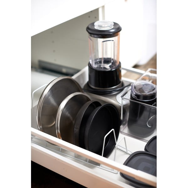 Cremagliera bianca regolabile per coperchi e padelle Tower - YAMAZAKI-image-4