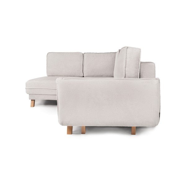 Divano angolare beige allungabile (con penisola a sinistra) con rivestimento in velluto a coste Tori – Bonami Selection-image-3