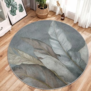 Tappeto rotondo verde/grigio lavabile ø 80 cm Dusty Leaves – Mila Home