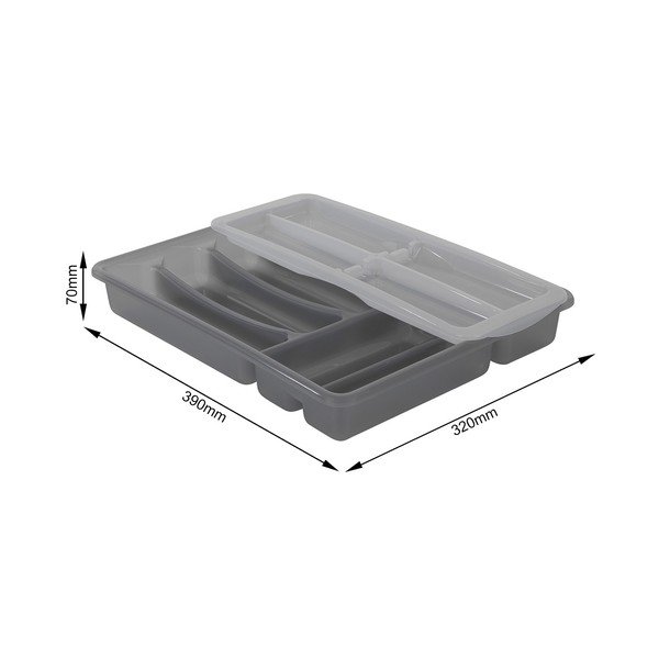 Credenza in plastica grigia per cassetto 39 x 32 cm Basic Plus - Rotho-image-1