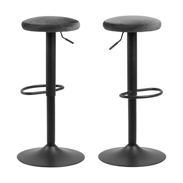 Sedia da bar grigia in imbottito con altezza regolabile (altezza della seduta 62 cm) Finch – Actona-image-3