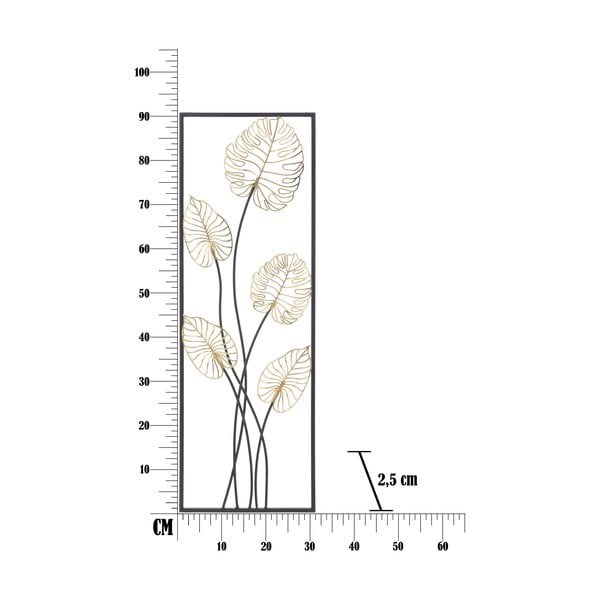 Decorazione da appendere in metallo con motivo a foglie Mauro Ferretti -B-, 31 x 90 cm Luxy - Mauro Ferretti-image-2