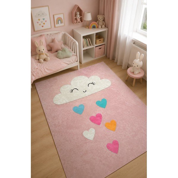 Tappeto per bambini rosa lavabile 140x190 cm Clouds – Mila Home-image-1