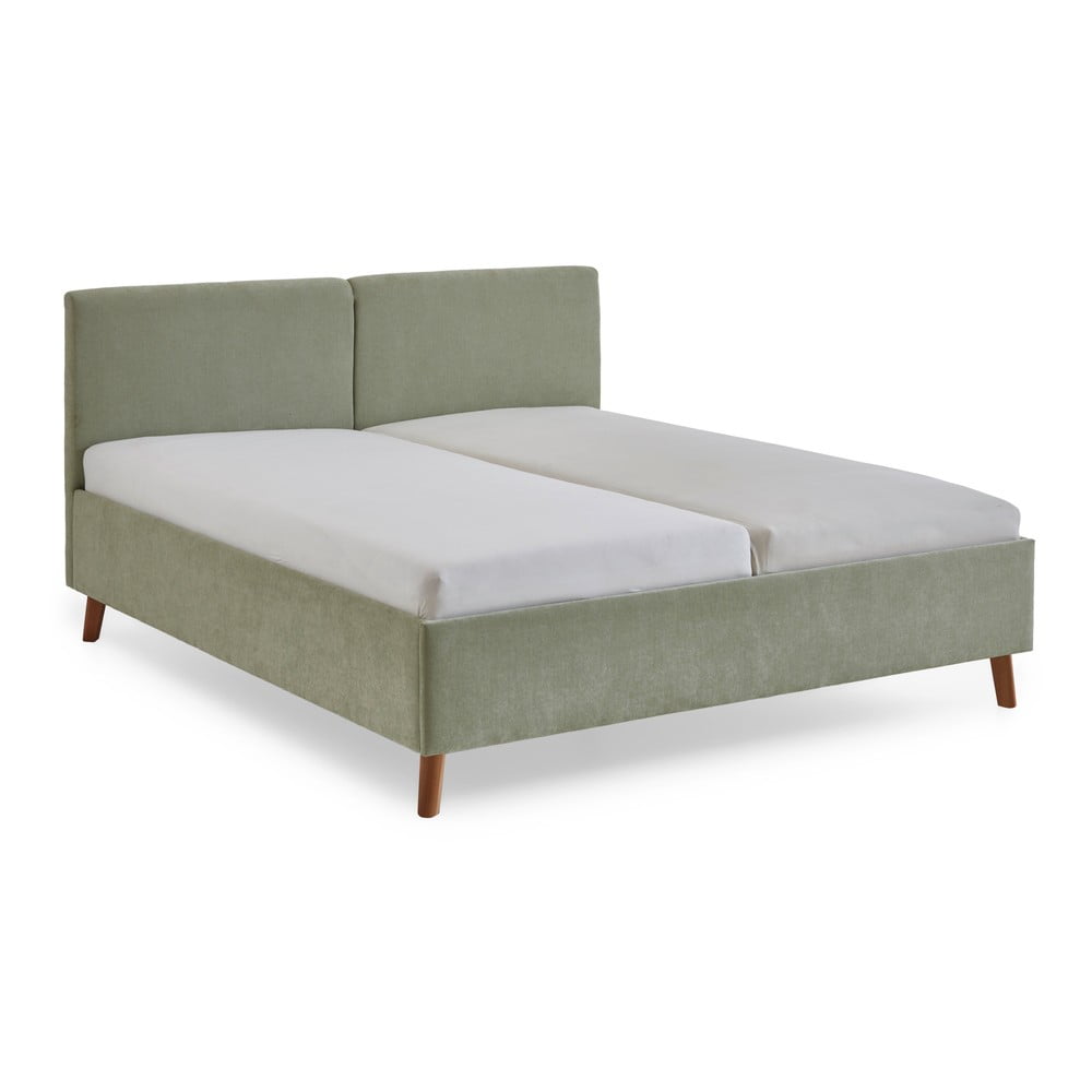 Letto matrimoniale imbottito verde chiaro con rete inclusa 160x200 cm Piano – Meise Möbel | Letti matrimoniali