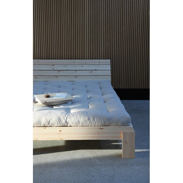 Letto matrimoniale di colore naturale in pino massiccio con rete inclusa 140x200 cm Layers – Karup Design-image-4