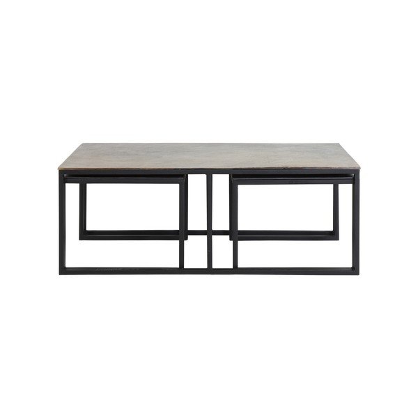 Set di 3 tavolini in metallo colore nero-bronzo 50x120 cm Kumalu - Light & Living-image-1