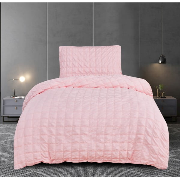 Biancheria da letto rosa in crespo per letto singolo 140x200 cm Naomi – My House