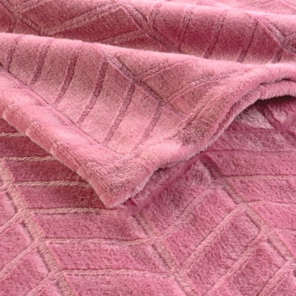 Copriletto in microflanella rosa 180x220 cm Arya - douceur d'intérieur-image-2