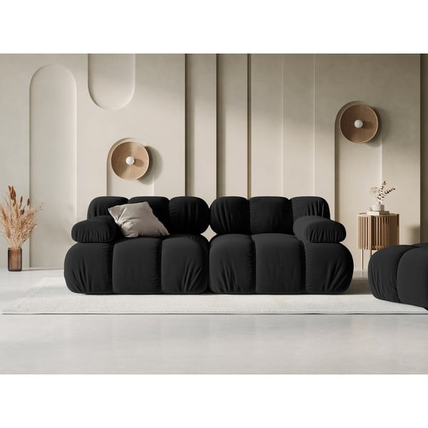 Divano in velluto nero 188 cm Bellis - Micadoni Home-image-1