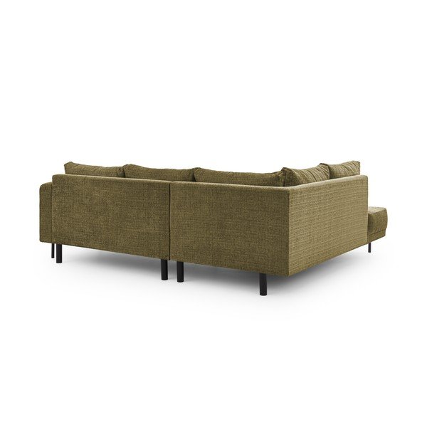 Divano angolare verde (con penisola a sinistra/a L) con rivestimento in ciniglia Mauris  – Ropez-image-3