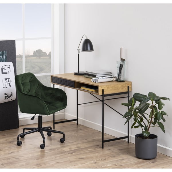 Sedia da ufficio verde con superficie in velluto Brooke - Actona-image-1