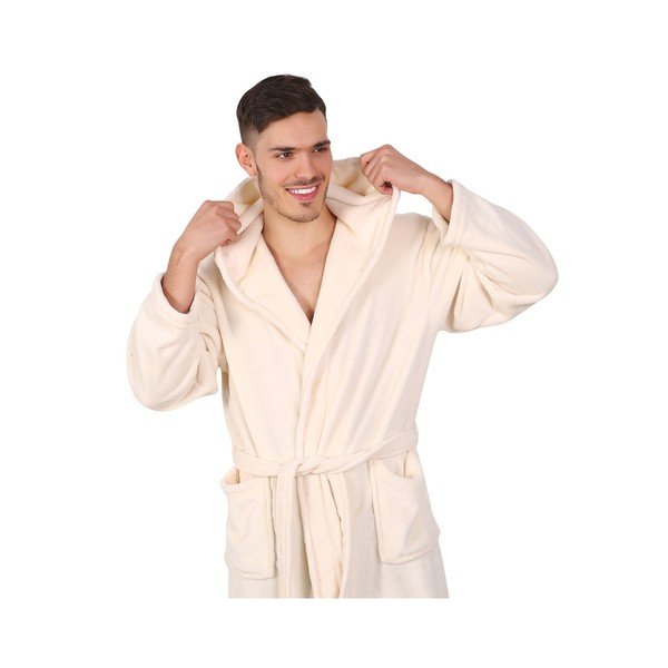 Accappatoio Robby unisex in microfibra beige chiaro, taglia M - DecoKing-image-4