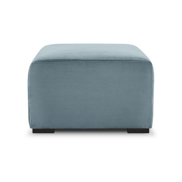 Pouf in velluto a coste azzurro Hobart - Cosmopolitan Design-image-3