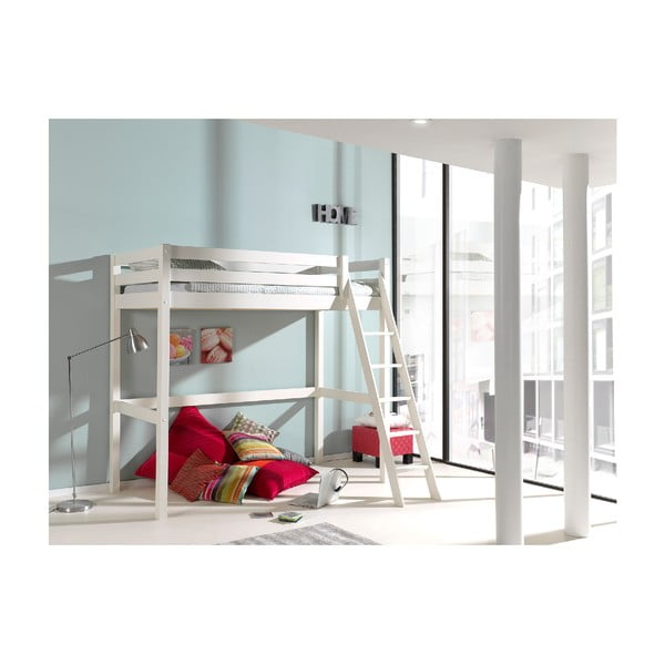 Letto da bambini rialzato bianco con rete inclusa 90x200 cm Pino – Vipack-image-1