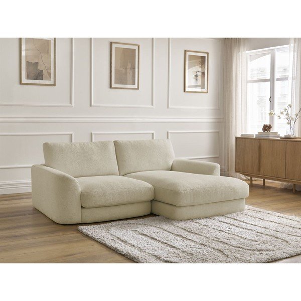 Divano angolare beige (con penisola a destra/con chaise lounge) con rivestimento in bouclé Leonore – Bobochic Paris-image-4