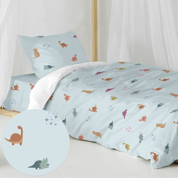 Biancheria da letto per bambini in cotone per letto singolo 140x200 cm Mini dinosaur - Happy Friday
