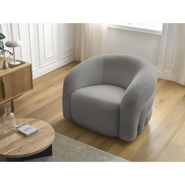 Poltrona grigia girevole con rivestimento in bouclé Elina – Bobochic Paris-image-1