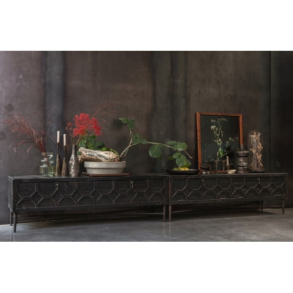 Mobile TV nero in legno riciclato 160x50x45 cm Bequest – WOOOD-image-1
