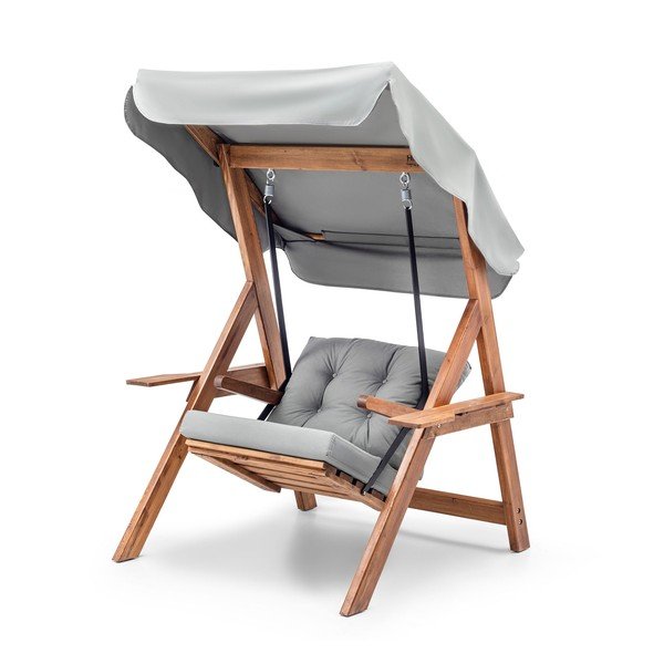 Altalena da giardino in legno di colore grigio-naturale Galata - Floriane Garden-image-3