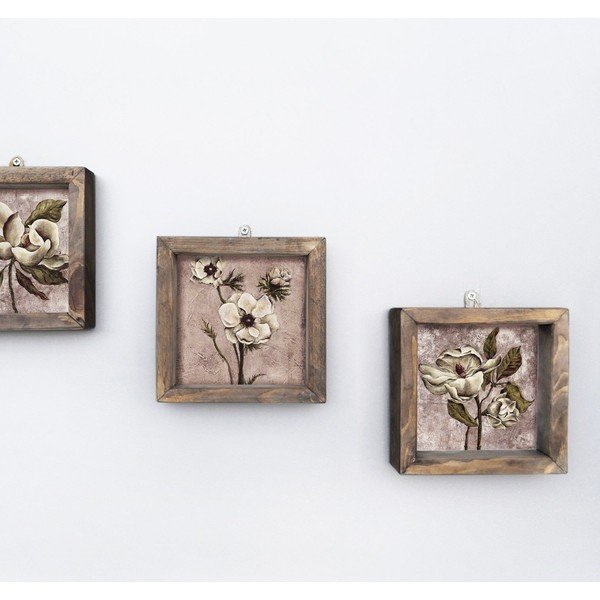 Set di 3 dipinti murali vintage, 15 x 15 cm - Evila Originals-image-1