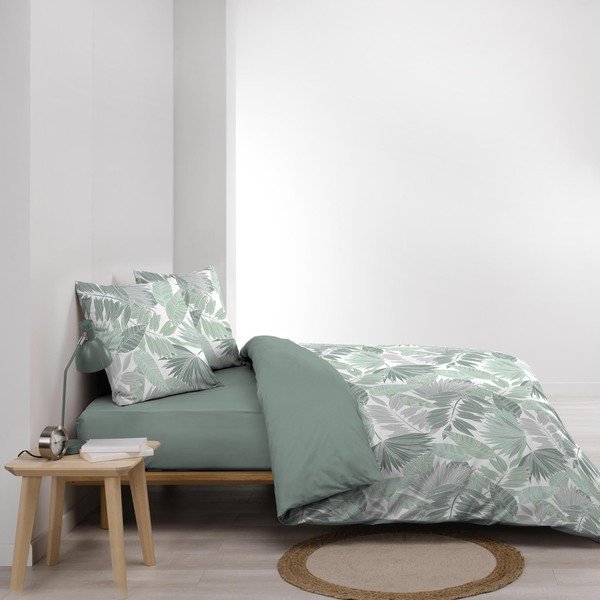 Biancheria da letto verde in microflanella per letto matrimoniale/per letto prolungato 240x220 cm Epicea – douceur d'intérieur-image-4