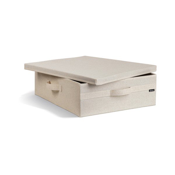 Scatola con coperchio beige in tessuto 46x56x16 cm Soft Storage Low – Bigso-image-2