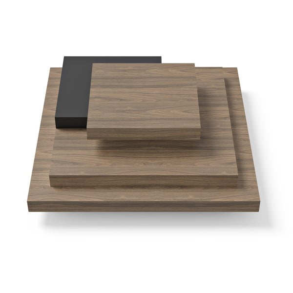 Tavolino in noce decorato in nero-naturale 110x110 cm Slate - TemaHome-image-3